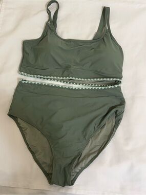 NWT ALEUMDR HIGH WAISTED OLIVE GREEN BIKINI SET XL